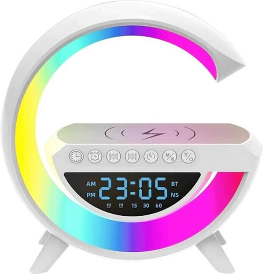 Tischuhr Digital LED mit Wecker, Tischuhr & Kabelloses Aufladen Weiß BT-3401