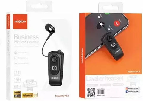 Moxom MX-WL76 In-ear Bluetooth Handsfree Ακουστικό Πέτου Μαύρο