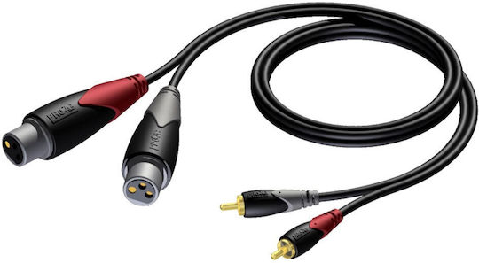 Procab Cable 2 x XLR female - 2 x RCA male Μαύρο 3m CLA705/3