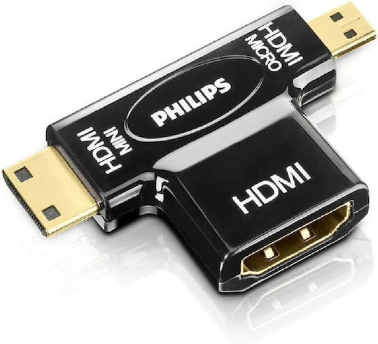 Philips Konverter Mikro-HDMI / Mini-HDMI männlich zu HDMI weiblich 1Stück 46135-OC