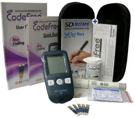 Sd Code Free Стандартен Диагностичен Комплект за Измерване на Кръвна Захар с 100 Теста Sd Code Free