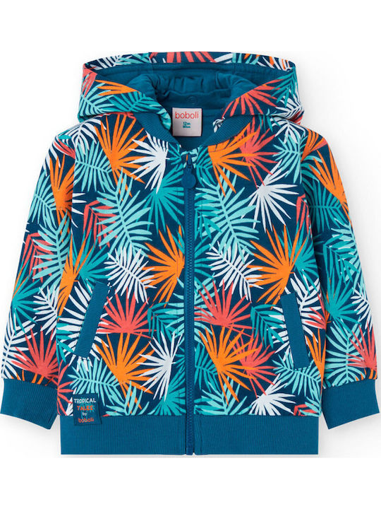 Kids Cardigan Fleece with Hood Multicolored