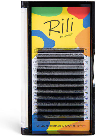 Lovely Rili 12 Lines Extensions 3D 0.07 / L 8-15mm Black False Eyelashes