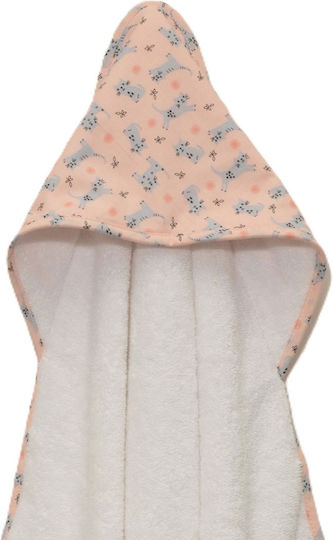 Baby Oliver Baby Hooded Bath Towel Pink 75x75cm