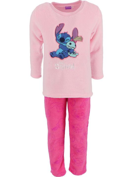 Disney Παιδική Πιτζάμα Χειμωνιάτικη Fleece Ροζ