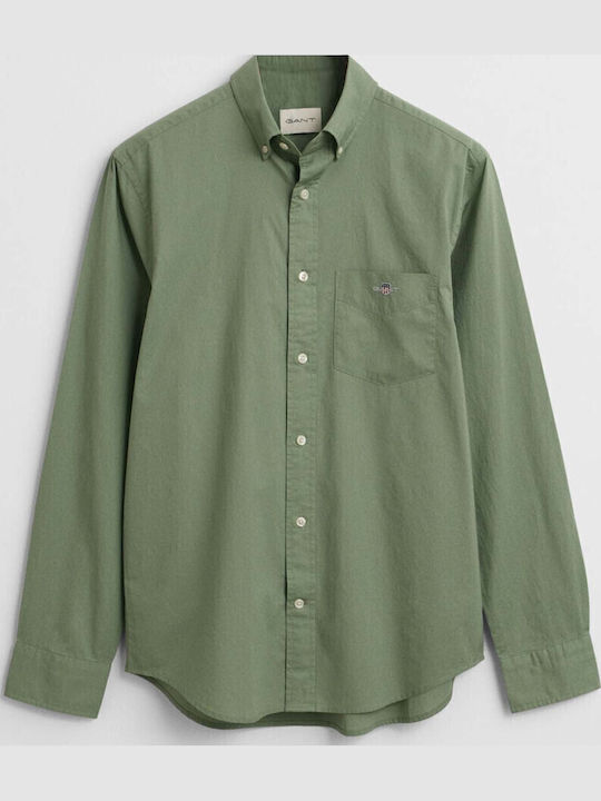 Gant Long-sleeved Cotton Shirt Kalamata Green