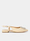 Damen Ballerinas Spitz zulaufend mit Riemen in Beige Farbe