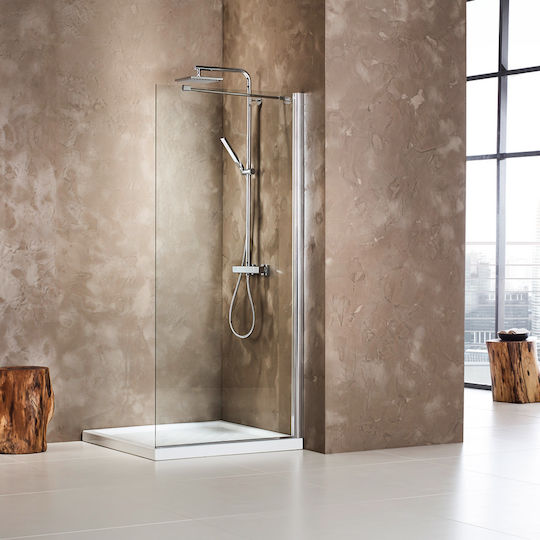 Devon Iwis Walk-in Shower Screen for Shower 87-89x185cm Clean Glass Chrome