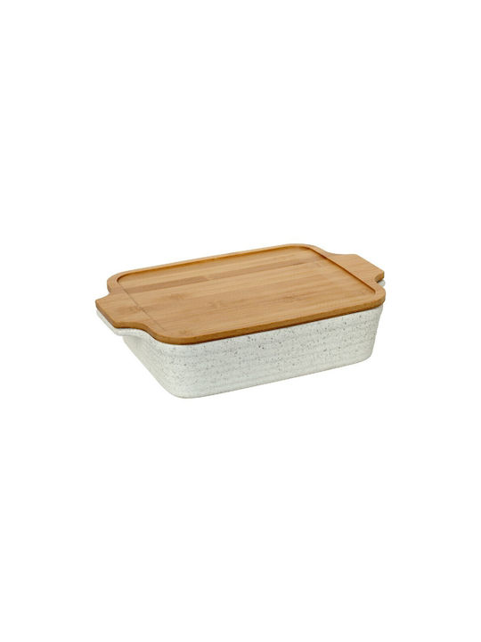 Cryspo Trio Rectangular Heat-Resistant Cookware Made of Porcelain with Lid and Stand 34x24x7cm