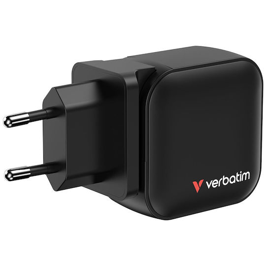 Verbatim Charger Without Cable GaN with USB-A Port and 2 USB-C Ports 70W Power Delivery / Quick Charge 3.0 / Quick Charge 4.0 Blacks (Mini)