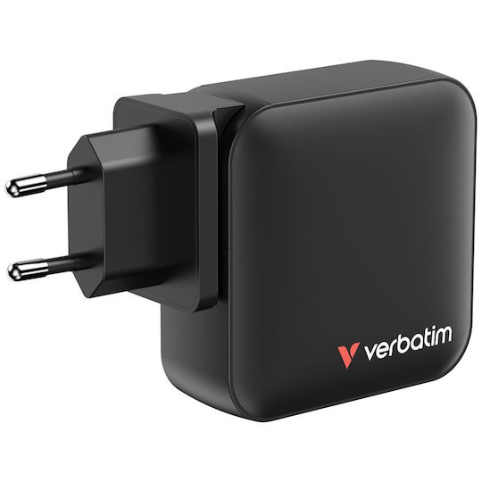 Verbatim Charger Without Cable GaN with USB-A Port and 3 USB-C Ports 100W Power Delivery / Quick Charge 3.0 Blacks (Mini)