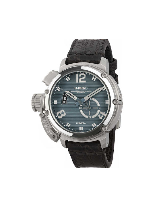 U-Boat Ανδρικό Ρολόι 46mm Αυτόματο με Μαύρο Δερμάτινο Λουράκι