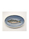 Ovale handgefertigte Keramikplatte Blau 23cm