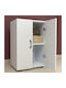 Pratiko Multifunctional Furniture 2 Doors 2 Shelves White Wood Black Handles 49x32x74cm 02842027