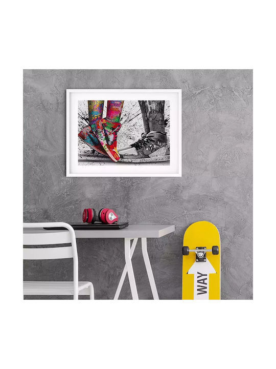 Poster Graffiti Sneakers Snk070 21cm X 30cm Λευκό Κάδρο Pvc 18x24