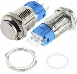 Διακόπτης Self Reset Led Λευκός 12v-24v Fi16; Φωτιζόμενος Δακτύλιος; Λευκός; Ανθεκτικός Στη Βανδαλις