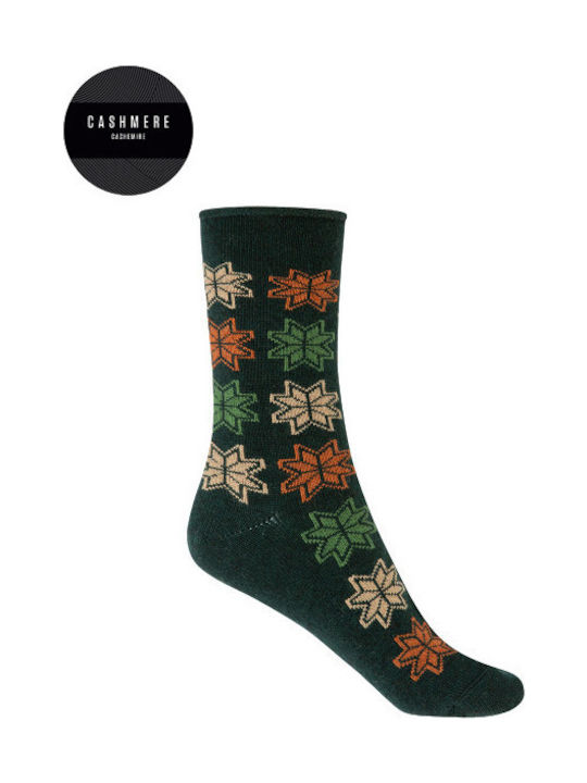 Women's Wool Cashmere Socks Punto Blanco Green 75560-10-314