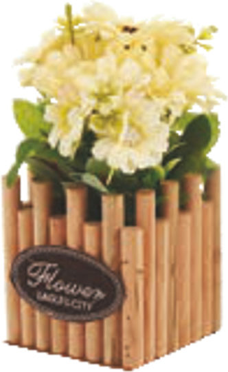 Decorative Wooden Beige Flower Pot