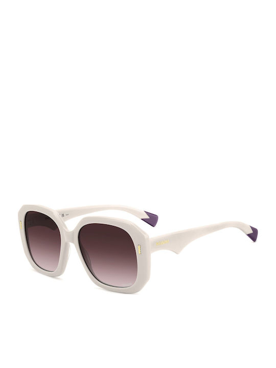 Missoni Women's Sunglasses with White Plastic Frame and Brown Gradient Lens