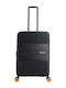 Discovery Medium Travel Suitcase Hard Black with 4 Wheels Height 65cm