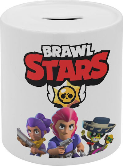 Порцеланова касичка с тапа Brawl Stars в син цвят