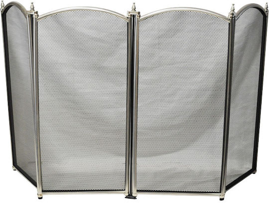 Sinialo Μεταλλικό Προστατευτικό Τζακιού 103.5x53.5cm Ασημί