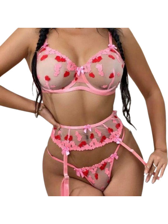 Dyana Underwear Set with Bra & String Pink