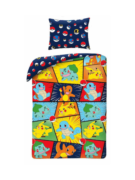 Pokemon Pikachu Conținut set Husă de pilotă pentru copii Single cu față de pernă Bumbac Multicolor 140x200cm