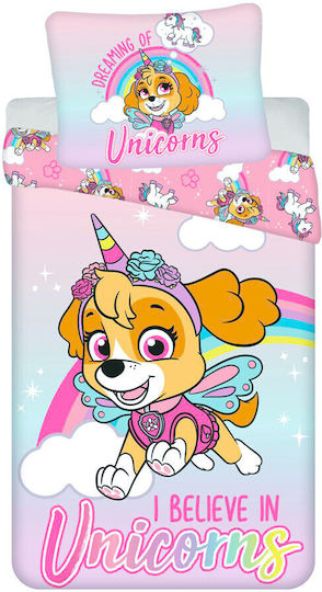 Paw Patrol Комплект Детски Плик за Завивка Единичен с Калъфка Памучен Розов 140x200бр