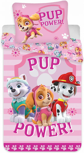 Paw Patrol Set Kinderbettbezug Einzel mit Kissenbezug Rosa 140x200cm