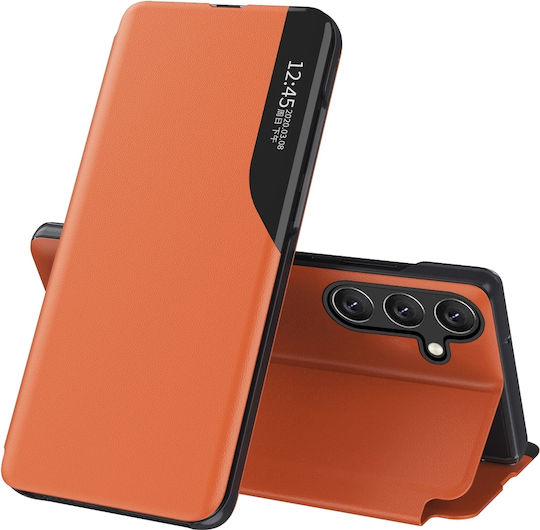 Hurtel Book Δερματίνης / Δερμάτινο Πορτοκαλί (Samsung Galaxy A36)