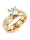 Women's Solitaire Ring Stainless Steel Zircon & Yellow Gold Plating Silverline 0430695021