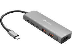 Sandberg USB-C Докинг станция с HDMI 4K PD Ethernet