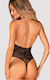 Obsessive Sinnlicher Spitzen-Bodysuit mit Schleife B119 Schwarz