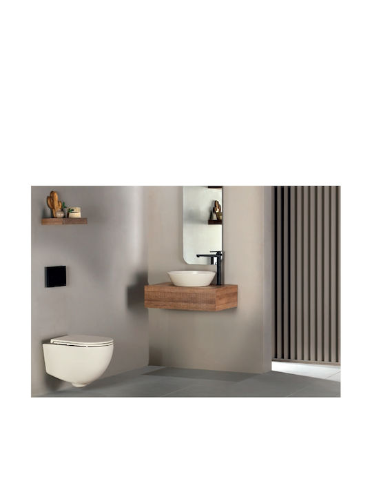Bianco Ceramica Lenta Toaletă montată pe perete Fără margine cu Capac Închidere lentă Albă