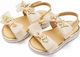 Babywalker Pantofi de botez din piele galbeni