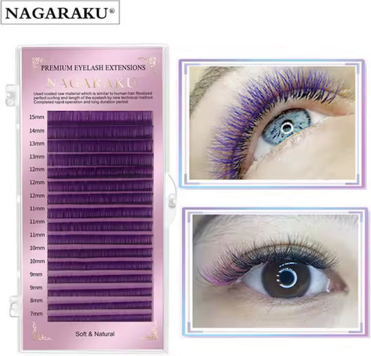 Farbige Wimpern Nagaraku C0.07 Mix 7-15mm Lila