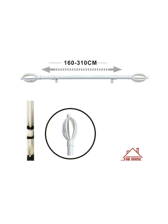 Telescopic Metal Curtain Pole 160cm 310cm White Forhome 70582929 Home