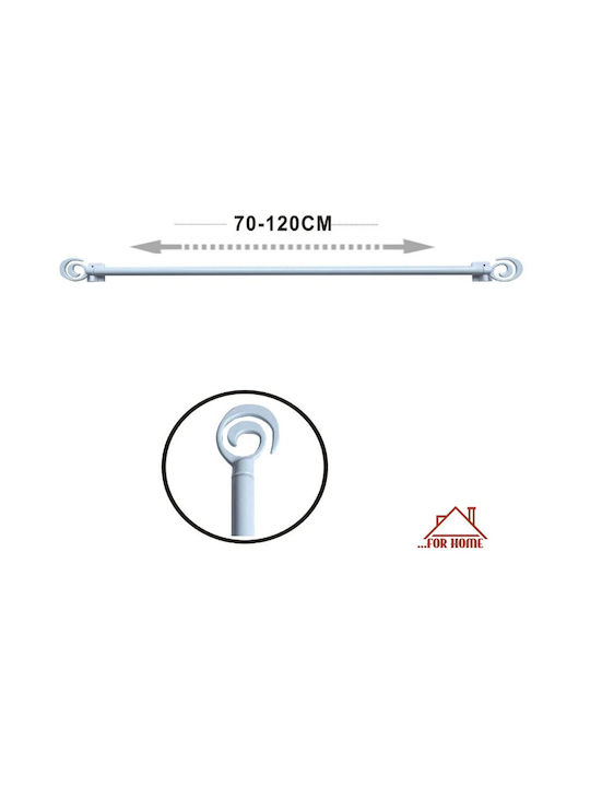 Πτυσσόμενο Μεταλλικό Κουρτινόξυλο 70cm 120cm Λευκό Forhome 70582963 Home