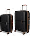 Newcom Travel Suitcases Hard Black Max Height 76cm with 4 Wheels Set of 2 Pieces