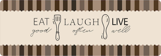 HUH-0219 Kitchen Mat with Non-Slip Backing Brown 150x50cm