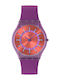 Swatch Swatch Γυναικείο Ρολόι Μπαταρίας με Μωβ Καουτσούκ Λουράκι