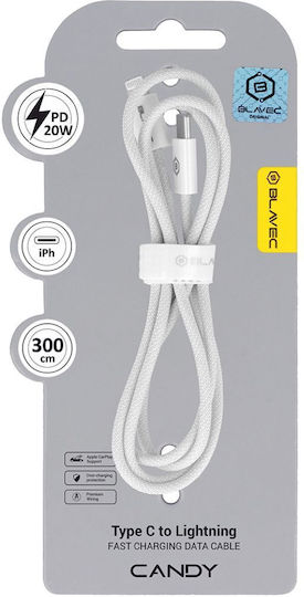 Blavec Geflochten USB-C zu Lightning Kabel 20W Weiß 3m