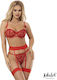 Adalet Dessous Zoey BH String Strapsgürtel Set Herzen Rot