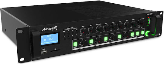 Audibax Zone 120BT Integrierter Kommerzieller Verstärker 4.0 Kanäle 120W/100V und Bluetooth Verbindung