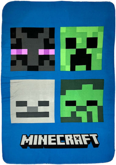Minecraft Blanket Fleece Blue 100x150cm