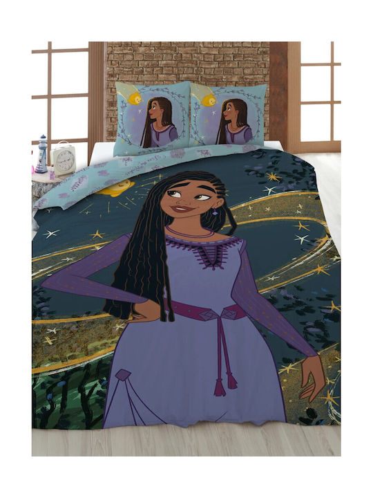 Disney Disney Wish Serenity Conținut set Husă de pilotă pentru copii Single cu față de pernă Multicolor 140x200cm