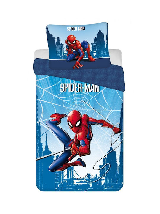 Spiderman Σετ Παιδική Παπλωματοθήκη Μονή Μπλε