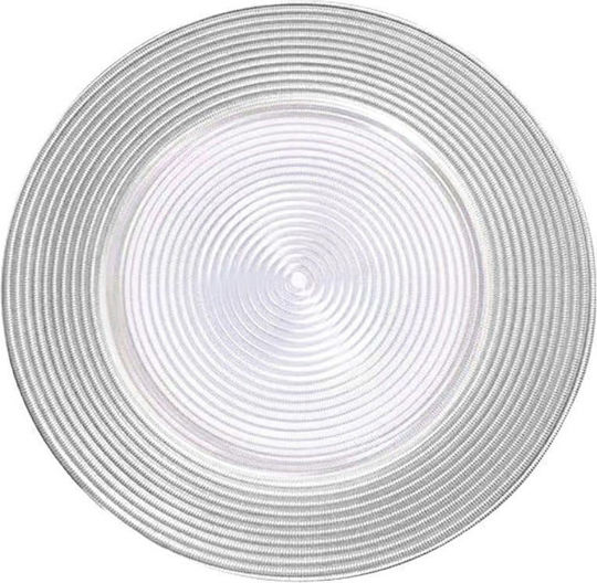 Cryspo Trio Plate Shallow Glass Gray with Diameter 33cm