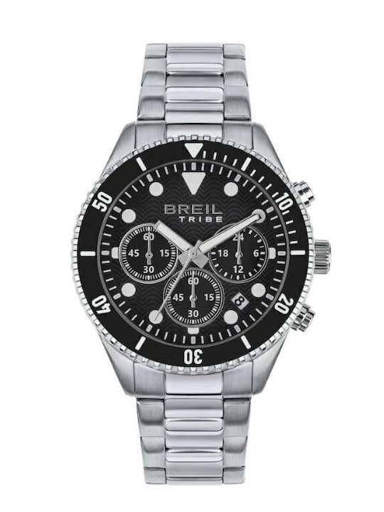 Breil Ανδρικό Ρολόι Χρονογράφος Μπαταρίας με Ασημί Μεταλλικό Μπρασελέ